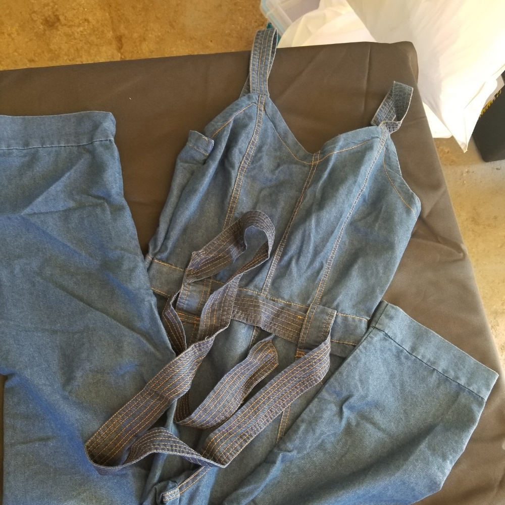 Belted Denim Jumpsuit
